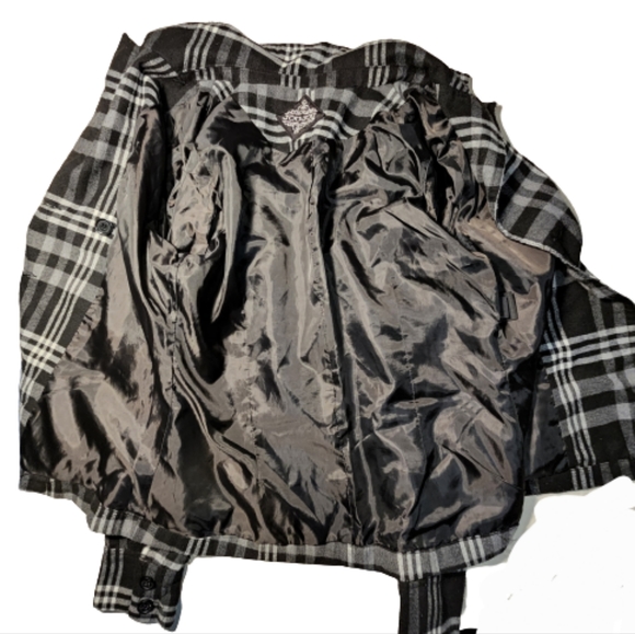 JOU JOU black white plaid 6 button closure pea coat jacket - Picture 3 of 14